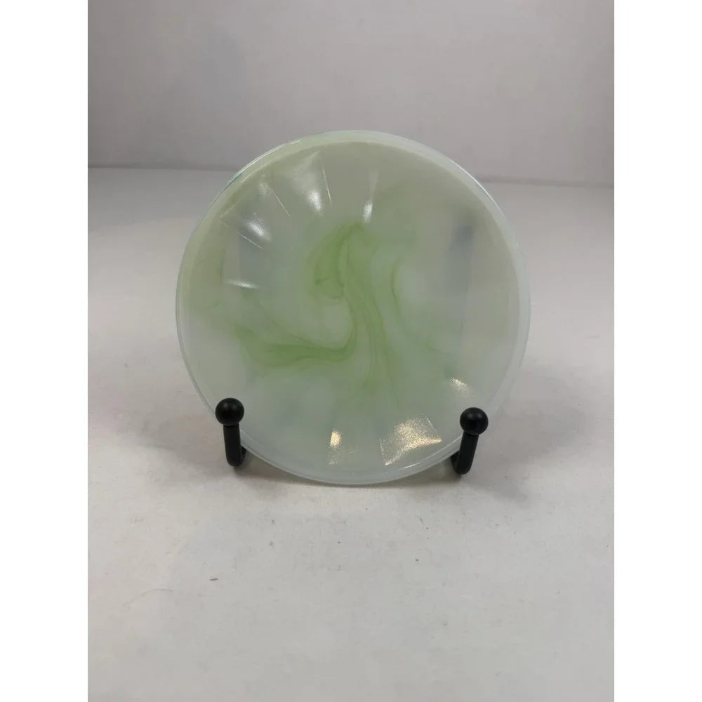 Akro Agate Green White Slag Childs Miniature Tea Set 4 1/4